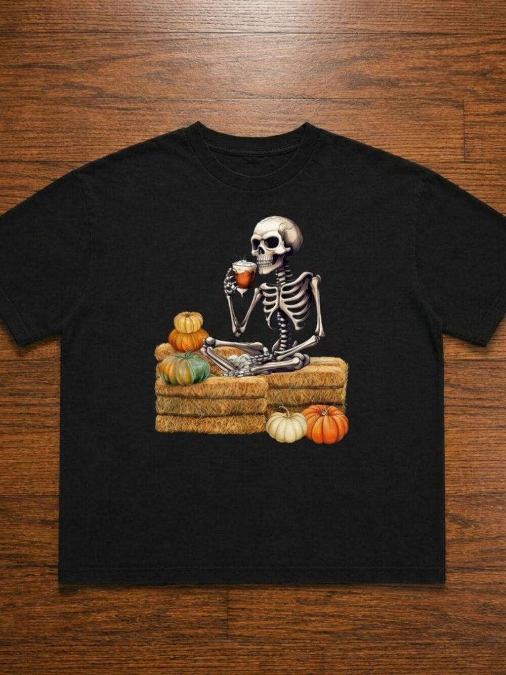 Funny Skeleton Drinking Coffee Tee Shirt Gift Unisex T-Shirt